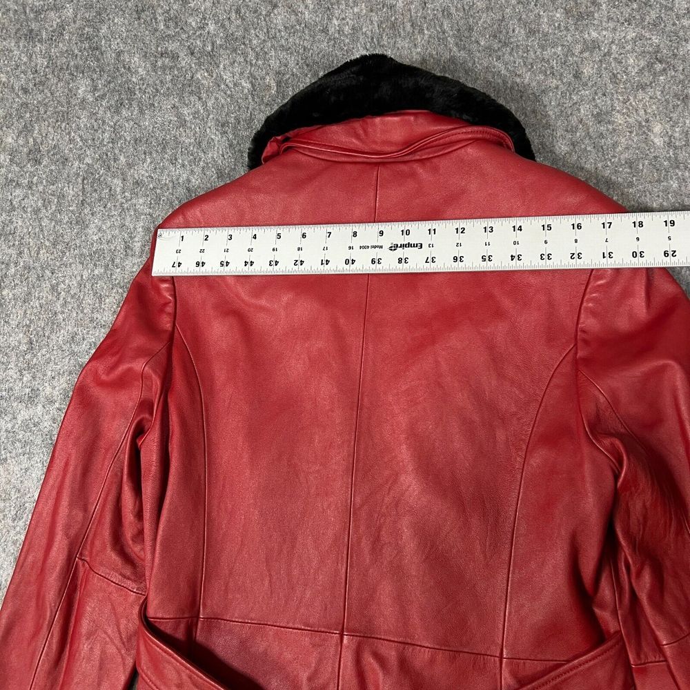 Valerie Stevens Women's Lamb Leather Jacket Large Red Removable Collar and Liner - Picture 8 of 11